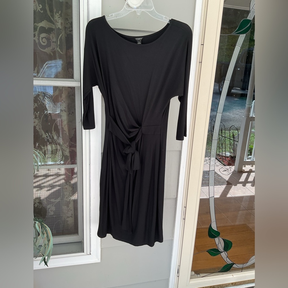 Women’s Black Ann Taylor 3/4” Sleeves Dress, Size Small Side Tie EUC Eloquent